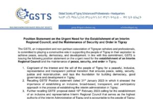 GSTS urges for a swift establishment of Interim Regional Council, Maintenance of Security and Order in #Tigray